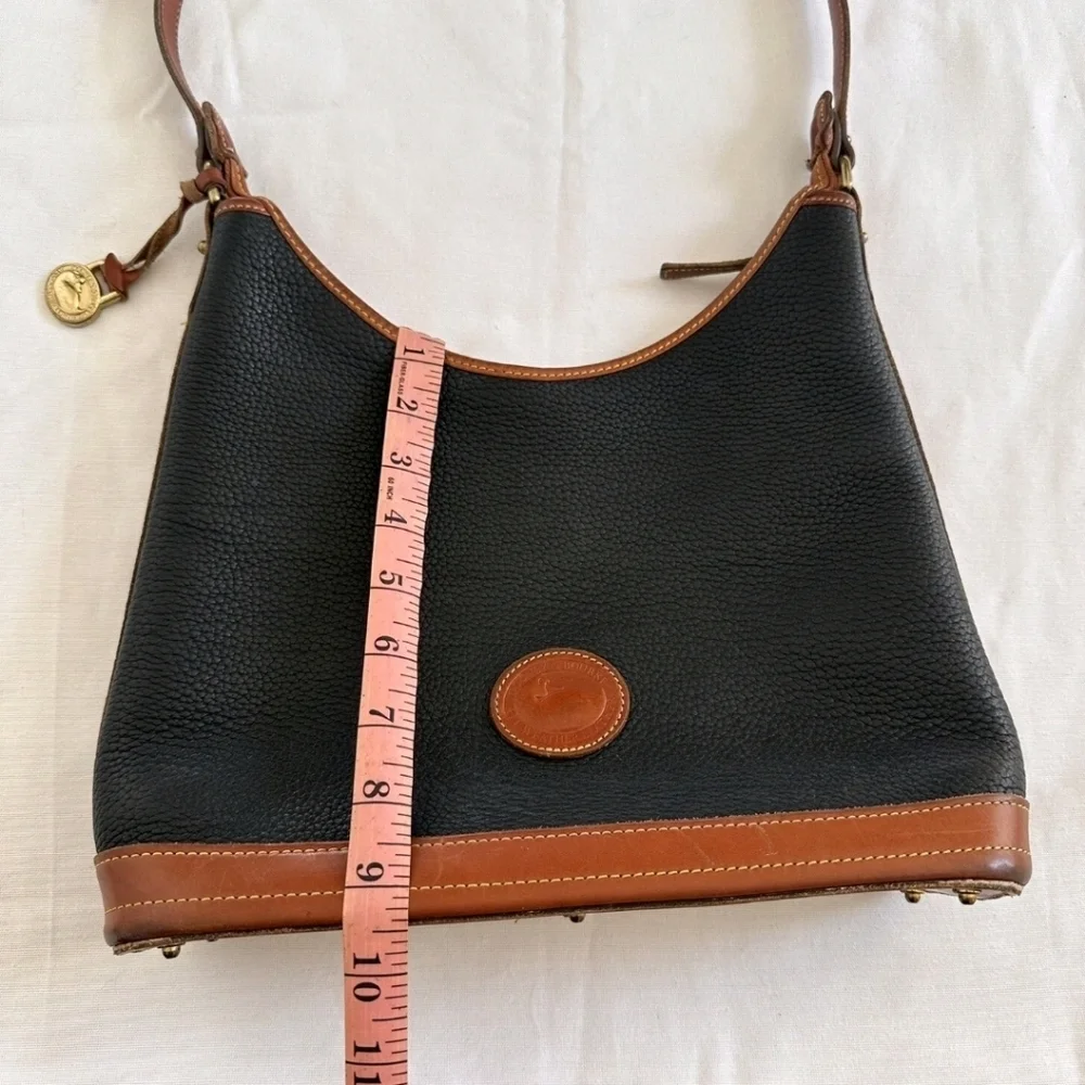 Vintage 80s Dooney And Bourke Hobo Shoulder Bag All Weather Leather Black USA
